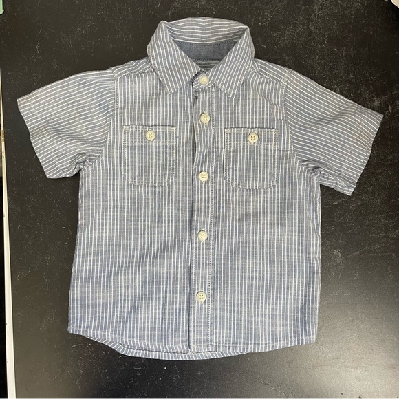 OshKosh B'Gosh Button Down Shirt Woven Short Sleeve Toddler Boys Striped 18 m - Picture 5 of 7